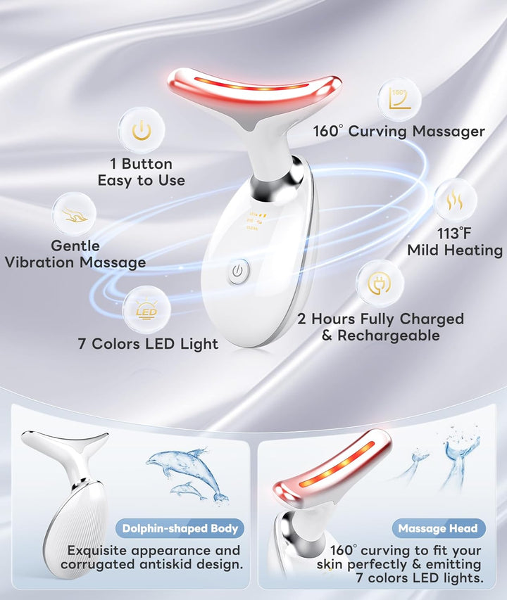 Various angles of the RadiantGlow 7-Color LED massager, ideal for home spa beauty.