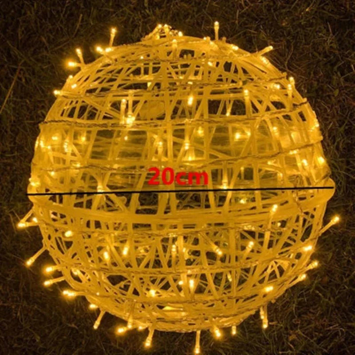 Elegant rattan design LED light ball, suitable for modern home & garden lighting.