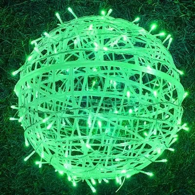 Modern rattan LED light ball, enhancing home decor & patio ambiance.