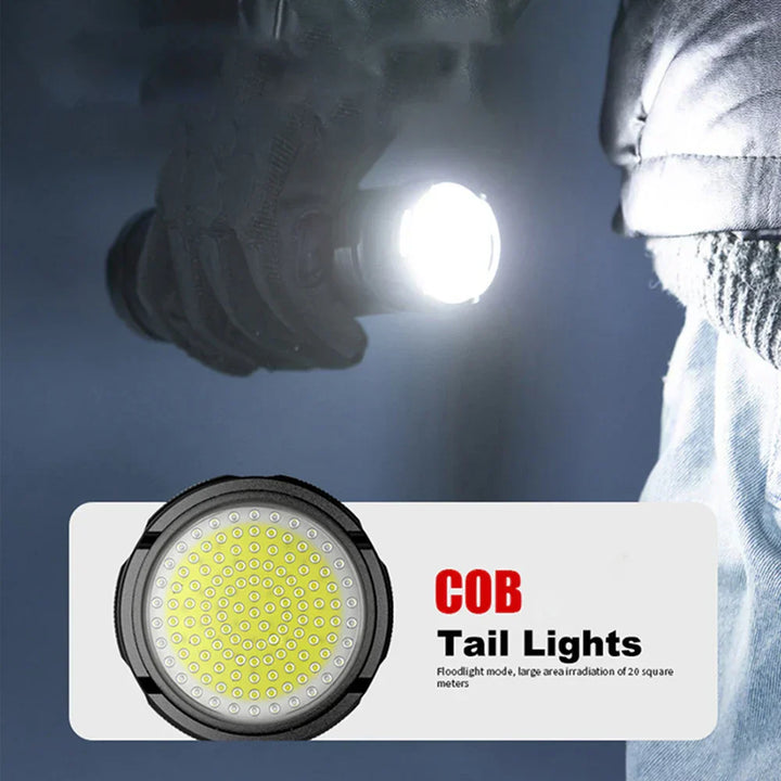 Striker 10000 lumen rechargeable flashlight, highlighting its power bank feature