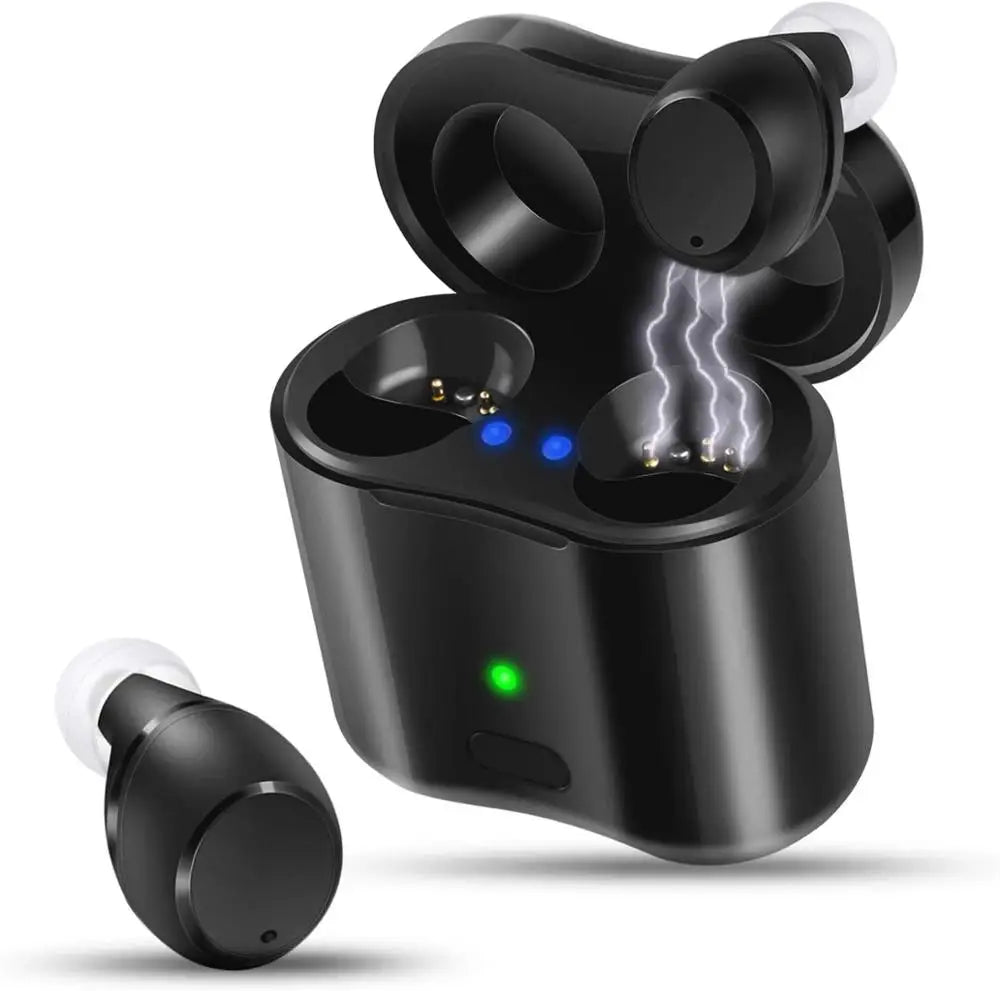 Rechargeable CIC hearing aid, ClearTone, discreet for seniors with hearing support