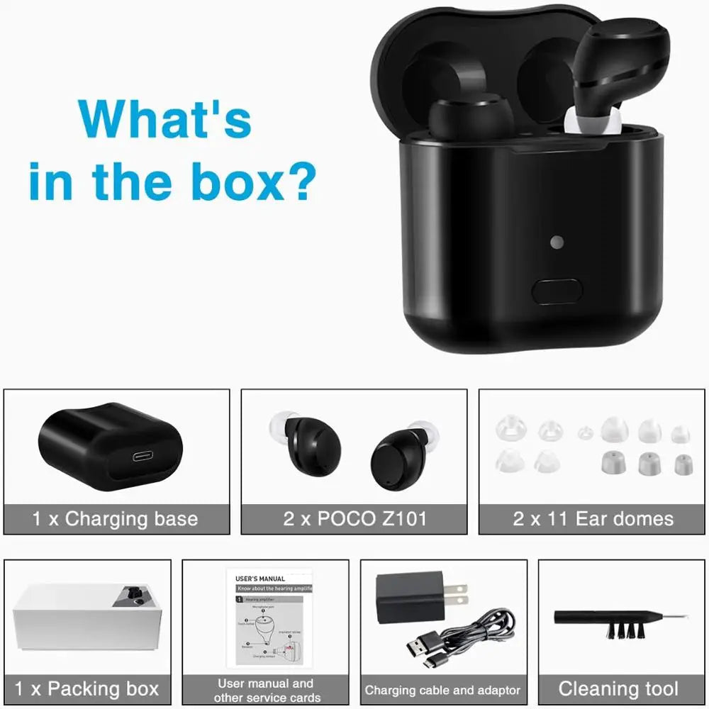 ClearTone rechargeable CIC hearing aid for hearing support, ultra-discreet sound amplifier