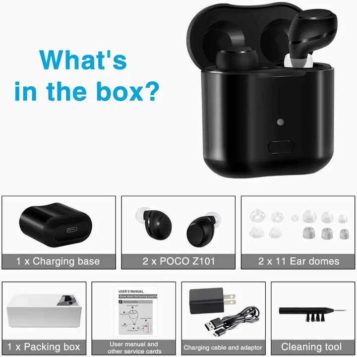 ClearTone rechargeable CIC hearing aid for hearing support, ultra-discreet sound amplifier