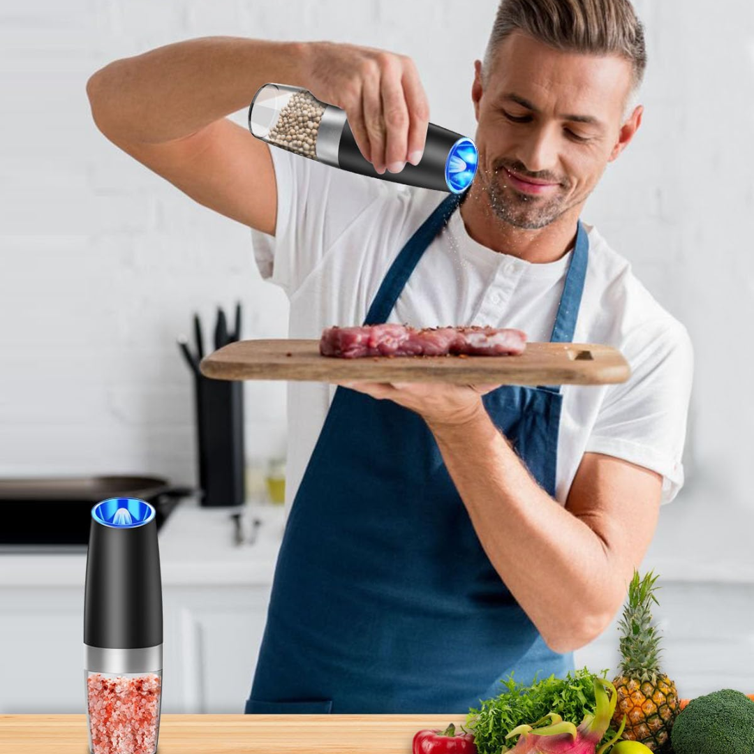 Rechargeable electric pepper & salt mill set, modern kitchen essentials for seasoning