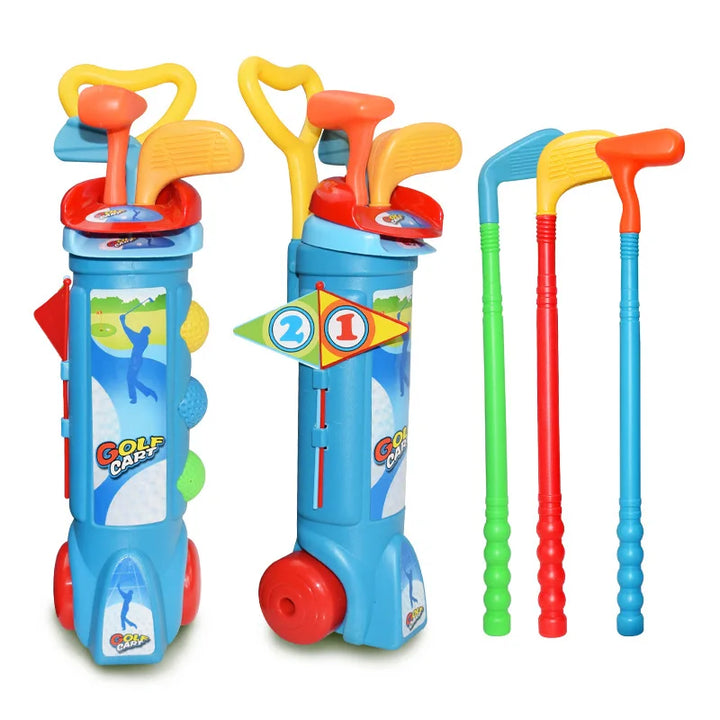 Fun outdoor kids golf set for backyard play. Durable clubs & balls encourage active children's sports & family fun.