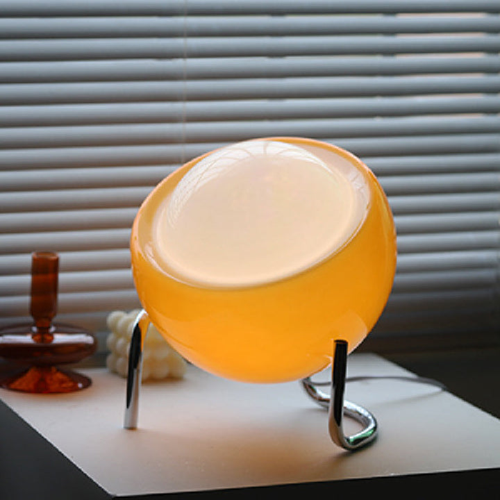 Nordic design retro table lamp, clear glass shade with warm LED light