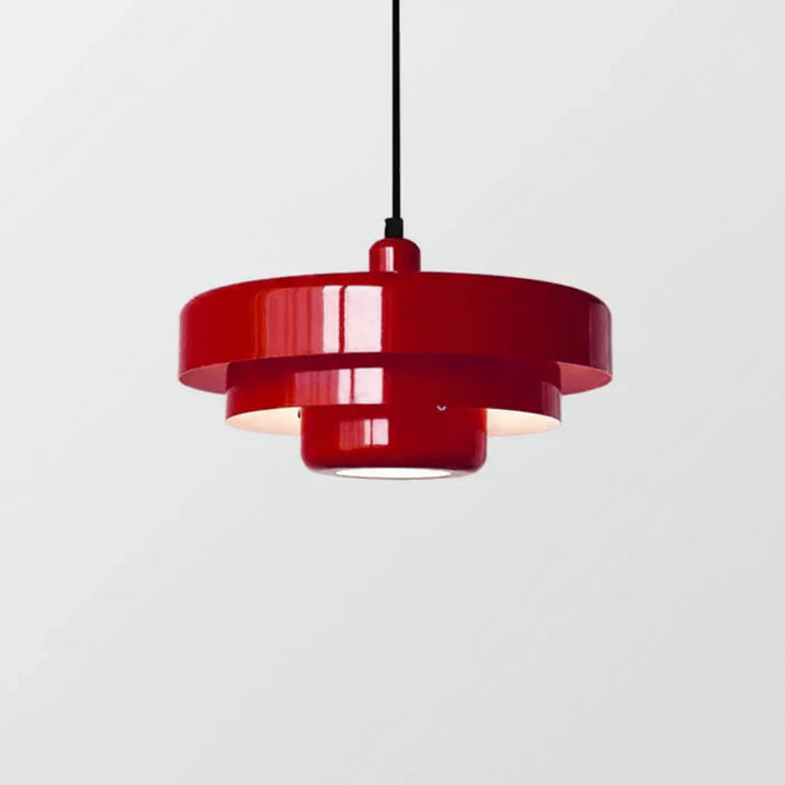 Black industrial pendant light, vintage aesthetic perfect for home lighting.