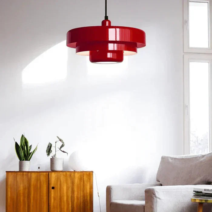 Retro ceiling pendant light in black metal, industrial style for modern interiors.