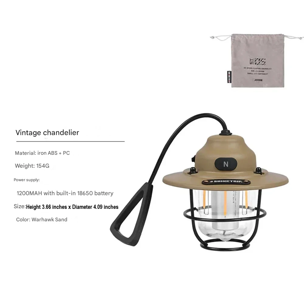 Detail of the power button on a retro rechargeable LED camping lantern, easy to operate