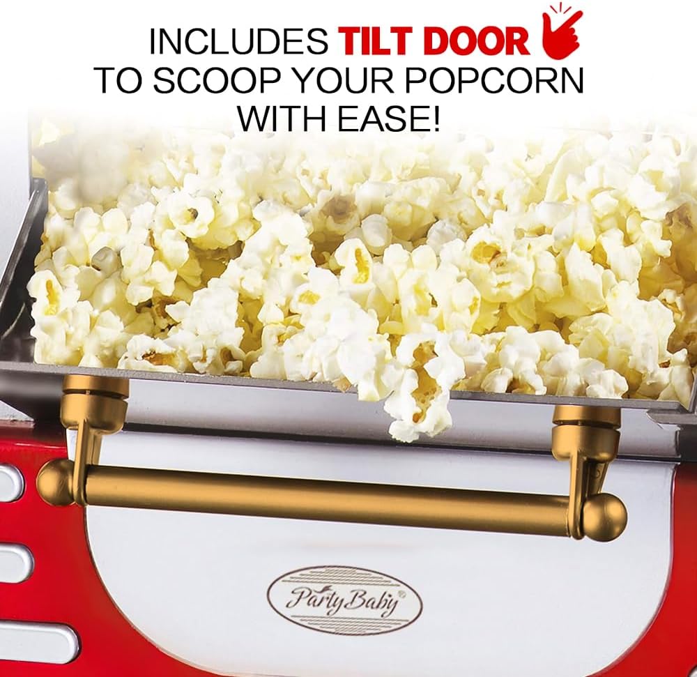 Vintage-style red electric popcorn maker for home use, Calvano brand
