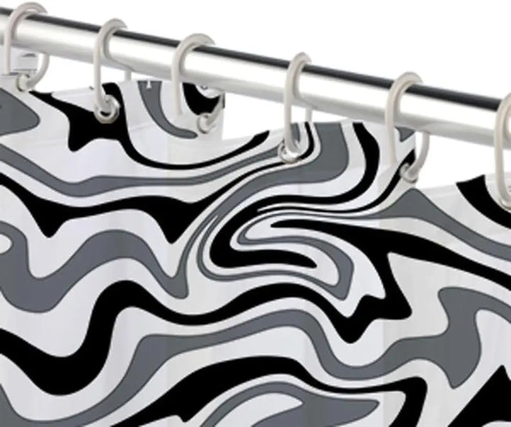 Designer retro shower curtain, 70er Jahre Spiralmuster BohoWave, enhancing bathroom aesthetics with vintage vibes