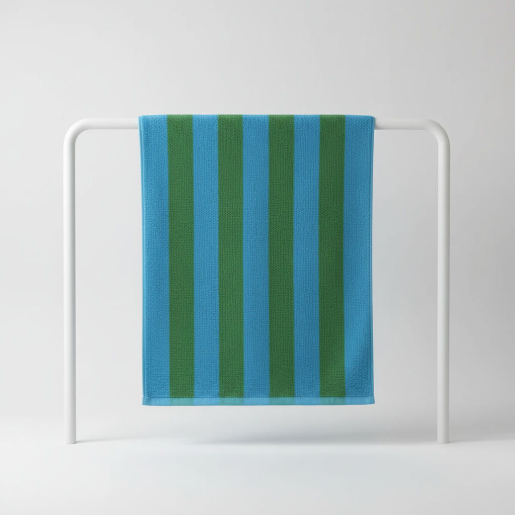 Absorbent striped cotton towel set for bathroom, including bath and face towels, unisex retro style