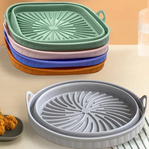 Air fryer silicone cooking liner, a reusable & non-stick mat for easy cleanup.