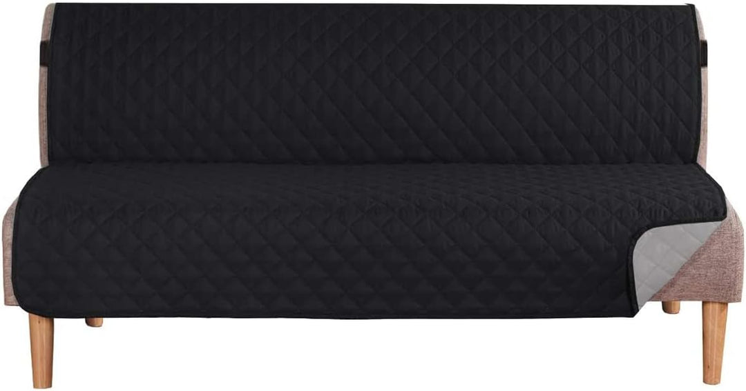 Brown side of reversible waterproof futon cover, quilted pattern, durable furniture protection & home decor.