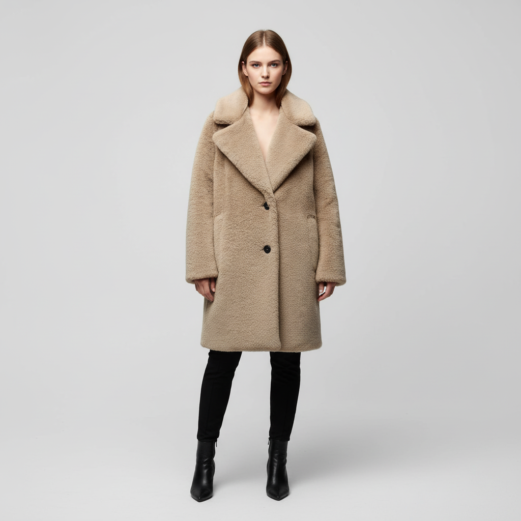 Warm Rita teddy coat, women's fashionable plush jacket for cold weather casual wear