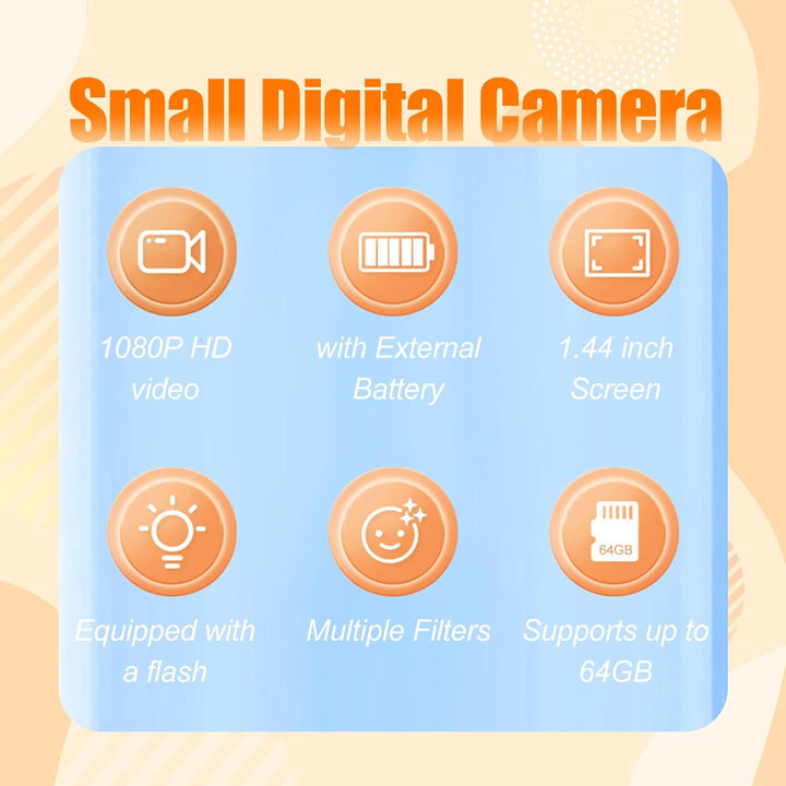 Rivoma mini camera, retro keychain design, with USB charging cable and manual
