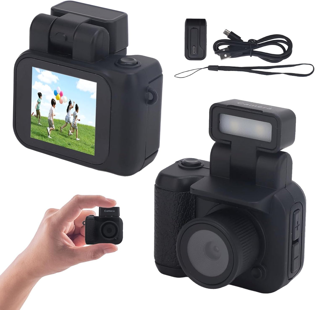 Rivoma mini keychain digital camera, 1080P video, retro design for portable photography and travel