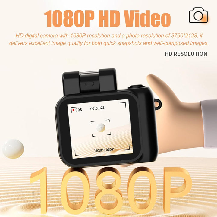 Rivoma retro design mini camera, keychain attached, high-definition 1080P video capability