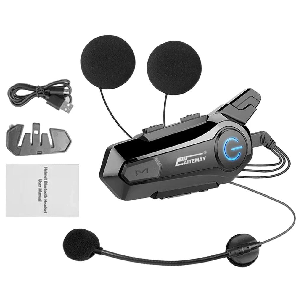 RoadComm Bluetooth motorcycle helmet intercom, hands-free communication for two riders, 1000m range