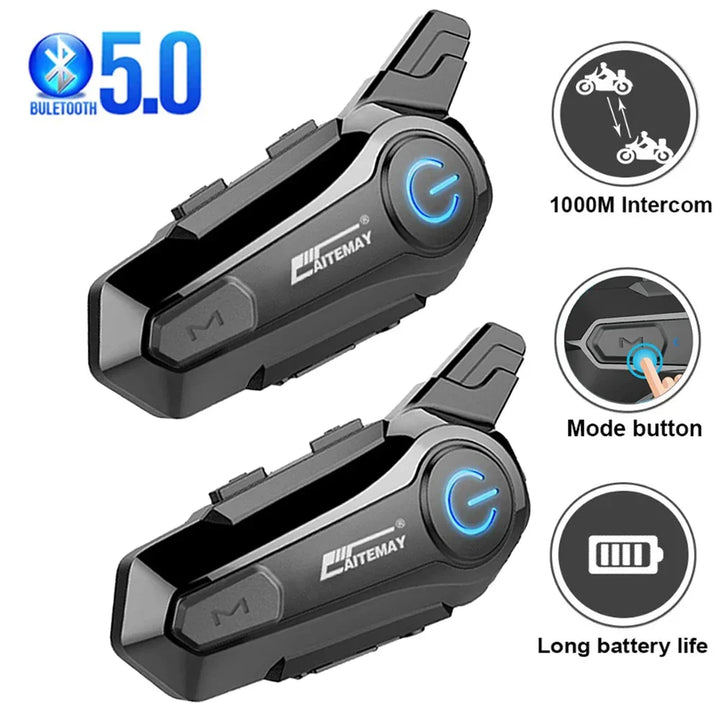Waterproof IPX6 motorcycle helmet Bluetooth headset, ideal for rider-to-rider communication on road trips