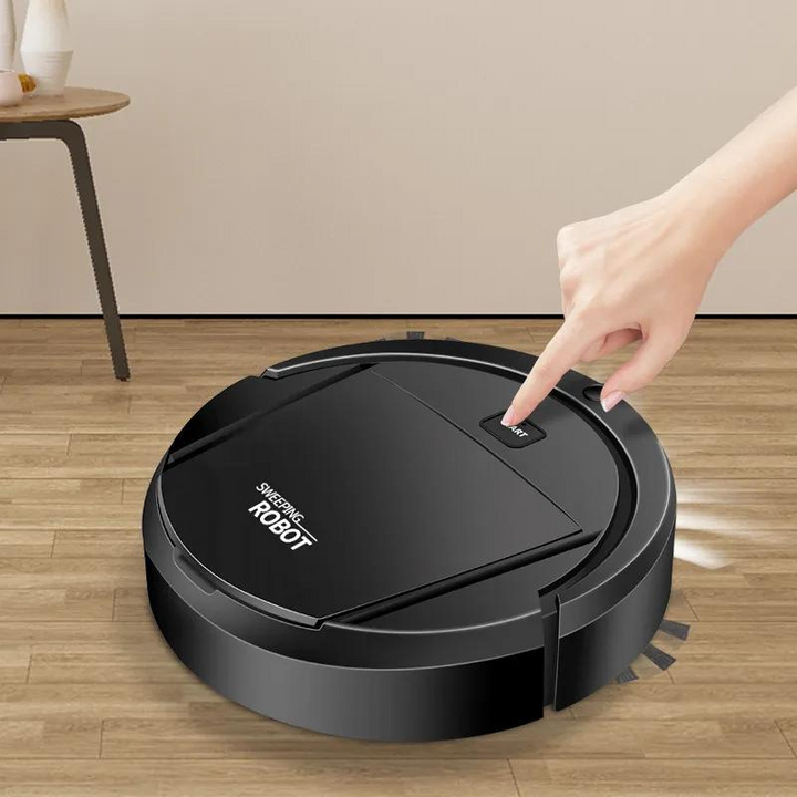 Dual-function robot vacuum and mop, a smart home gadget for quiet, automatic floor cleaning and dust removal.