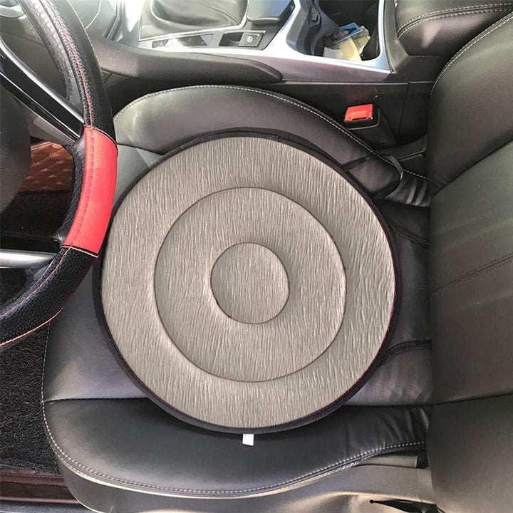 Close-up of rotatable memory foam seat cushion fabric texture and sturdy anti-slip base