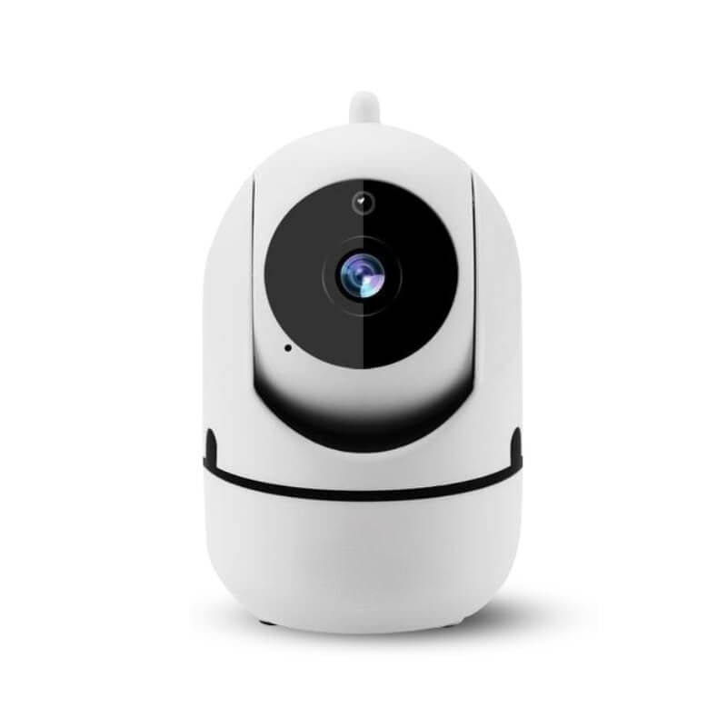 Easy setup 1080p rotating WiFi indoor security camera for instant smart home monitoring.