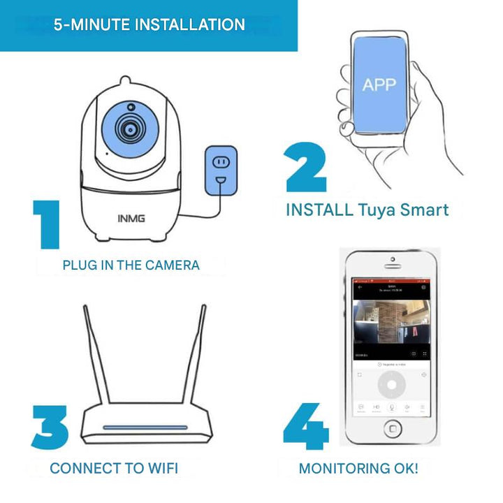 1080p rotating WiFi baby monitor camera with motion tracking, perfect for nursery safety.