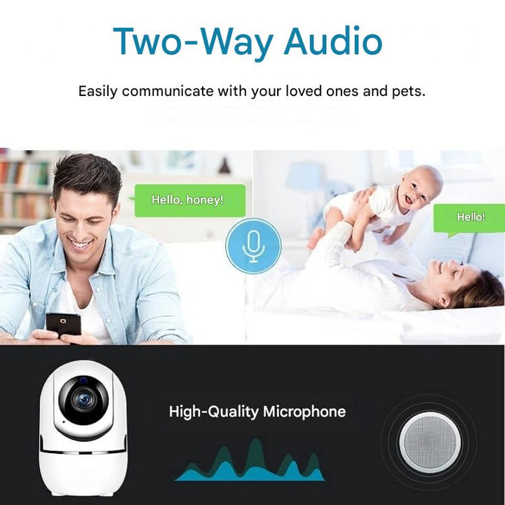 HomeView Mini 1080p rotating WiFi security camera for comprehensive indoor safety & peace of mind.