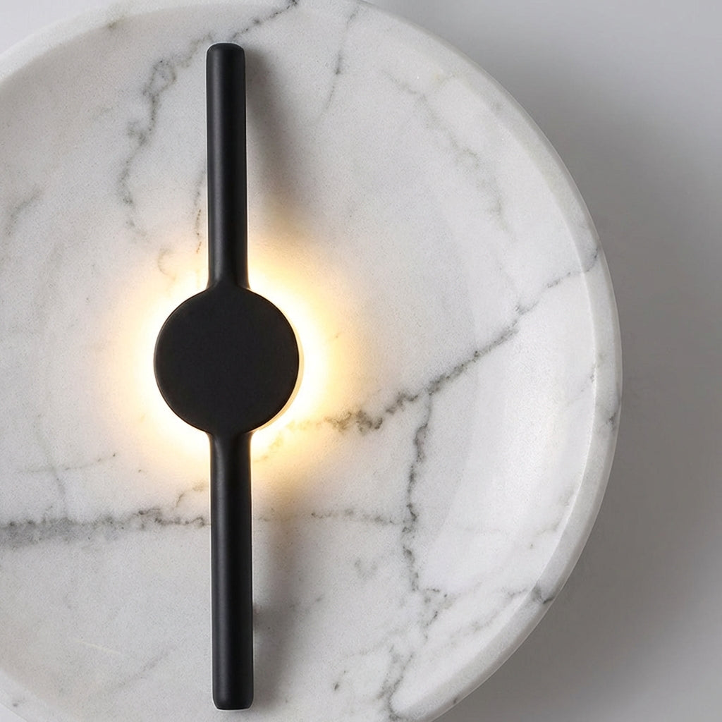 Marbelleo round marble effect wall sconce, LED light fixture for contemporary living spaces