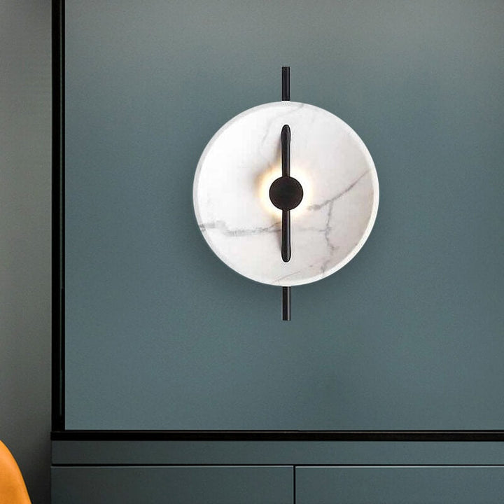 Modern home decor: circular marble effect wall lamp, energy-efficient LED ambient light