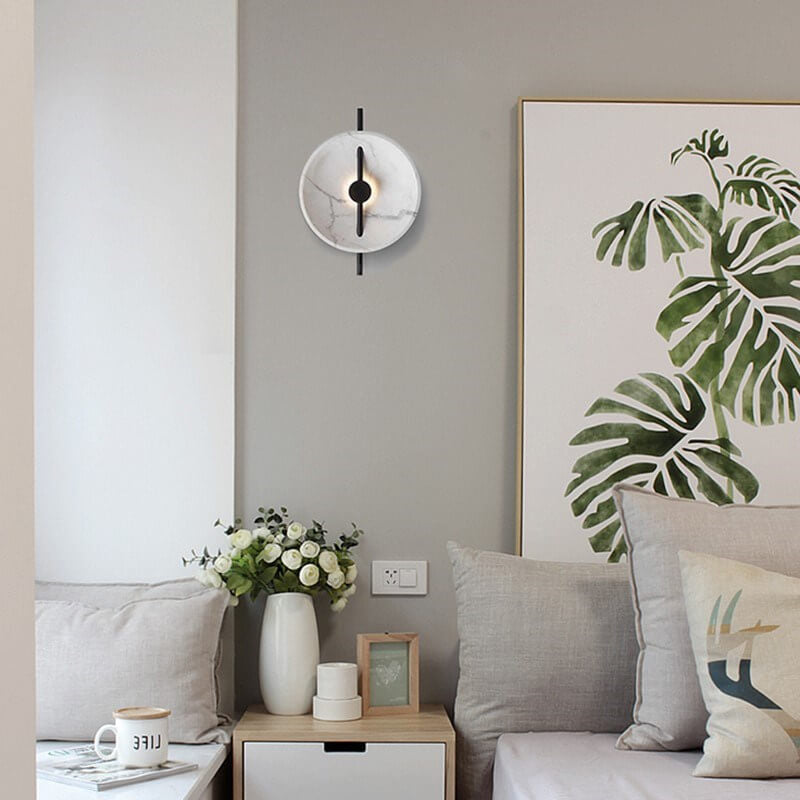 Decorative round marble effect sconce, Marbelleo, perfect for elegant interior lighting