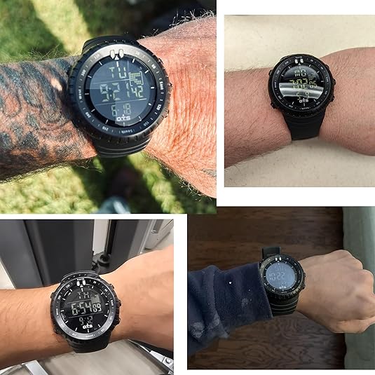 Tactical men's digital watch with LED backlight, designed for durability in challenging environments.