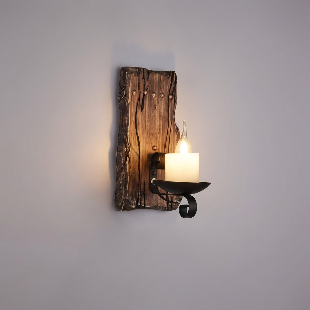 Hearthleaf vintage style wall sconce, perfect for rustic farmhouse decor.