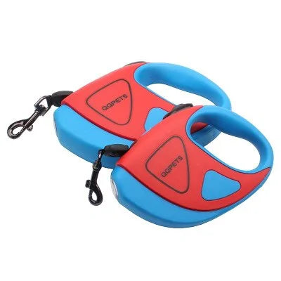Durable retractable dog lead with integrated LED lighting for pet walking after dark.