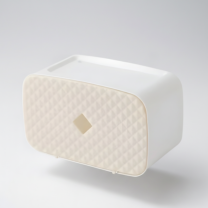 SafeRoller toilet paper holder, wall-mounted and waterproof, offering extra storage in bathrooms.
