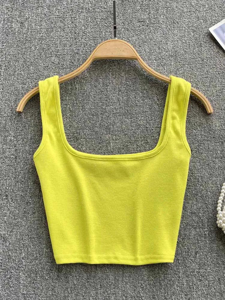 Seamless cropped backless tank top for women in a solid color, perfect for summer casual wear.