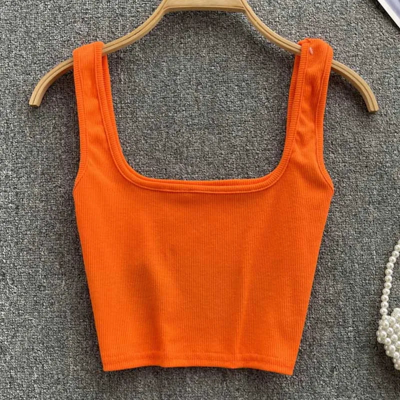 Basic solid color seamless cropped tank, women's fashion, backless design.