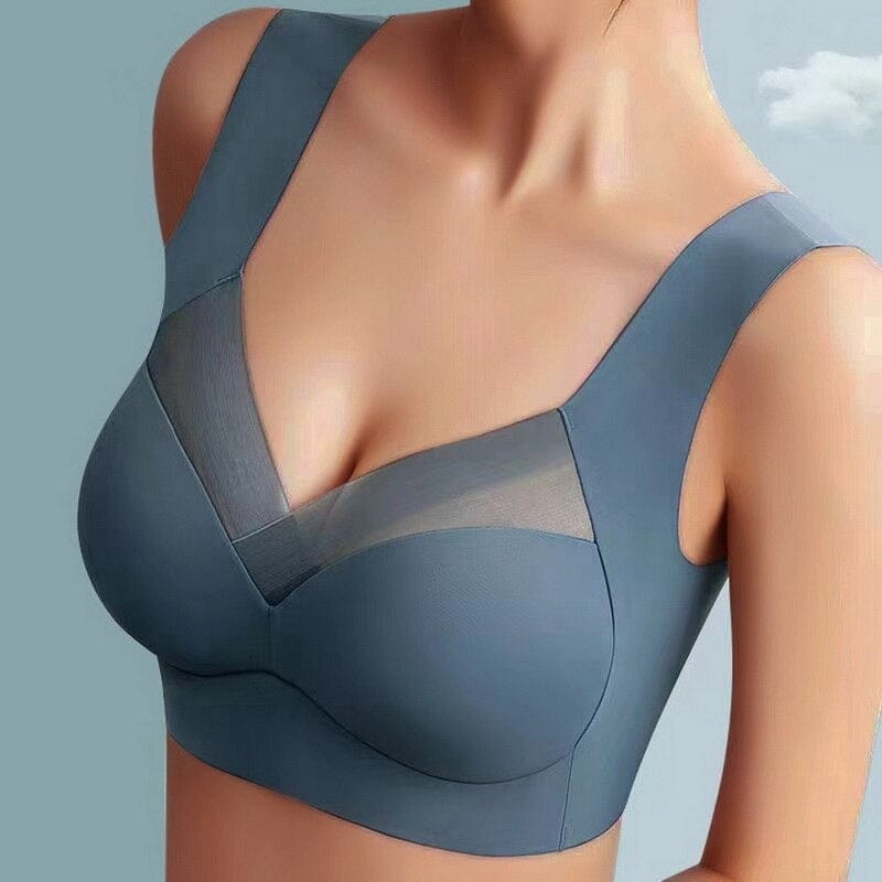 Stack of seamless comfort bras in various colors, showcasing the push-up wirefree style