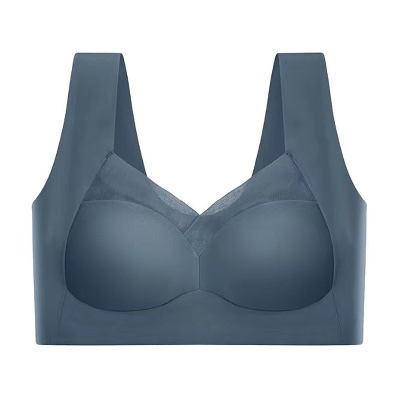 Back view of a seamless women's bra, showing wide straps for enhanced comfort and support