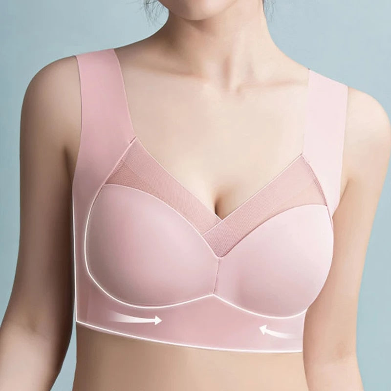 Folded seamless comfort bra, showcasing its compact and travel-friendly design