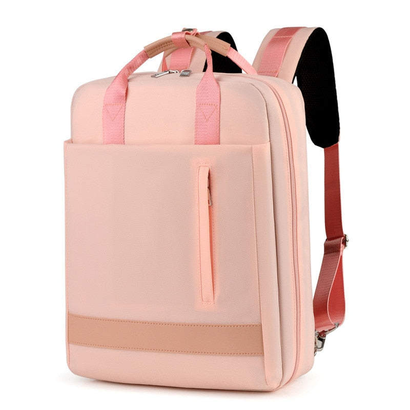 Model wearing a black anti-theft backpack, demonstrating comfortable fit and modern, secure style.
