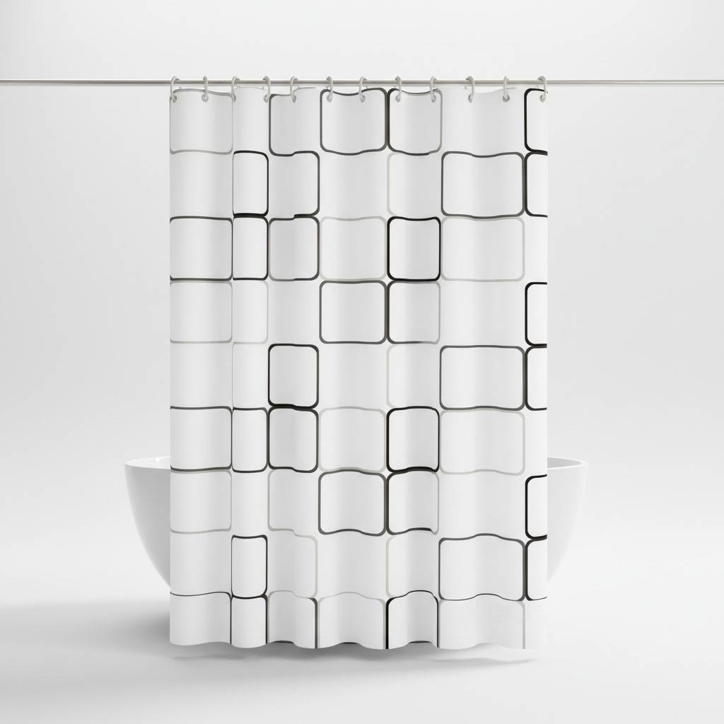 Unisex waterproof shower curtain featuring a semi-transparent design, perfect as a stylish bathroom divider.