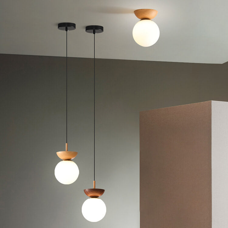 Minimalist LED ceiling lamp, Japanese wood style. Perfect bedroom lighting fixture.