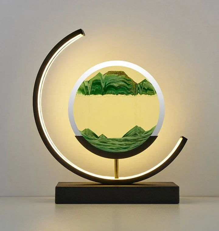 Serenova Moving Sand Art Lamp, a unique desktop decoration providing ambient and relaxing light for home decor.