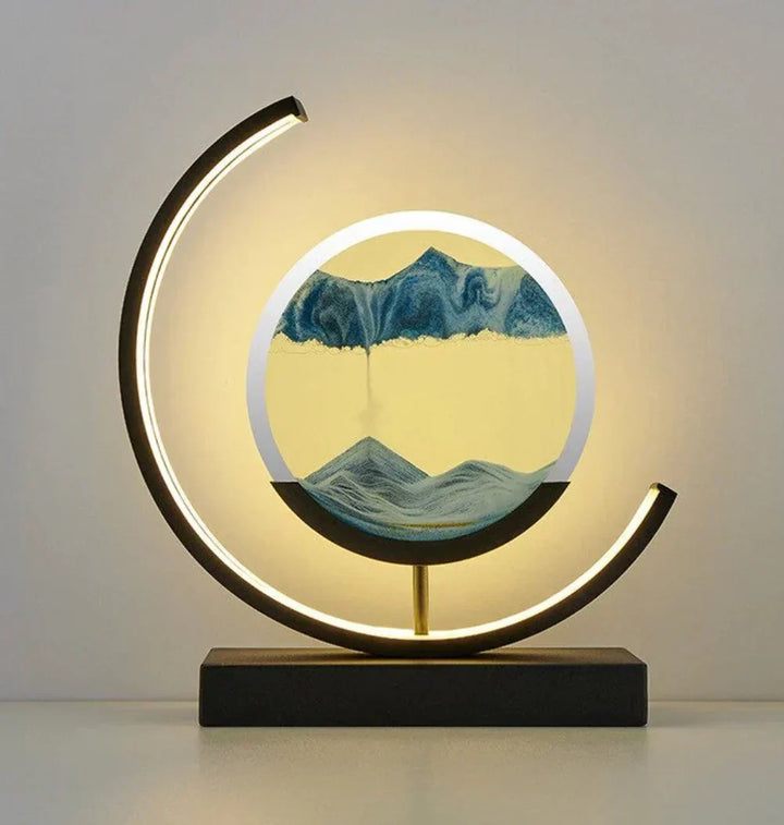 Modern Serenova Moving Sand Art Lamp with dynamic sandscapes, perfect for stress relief and home meditation.
