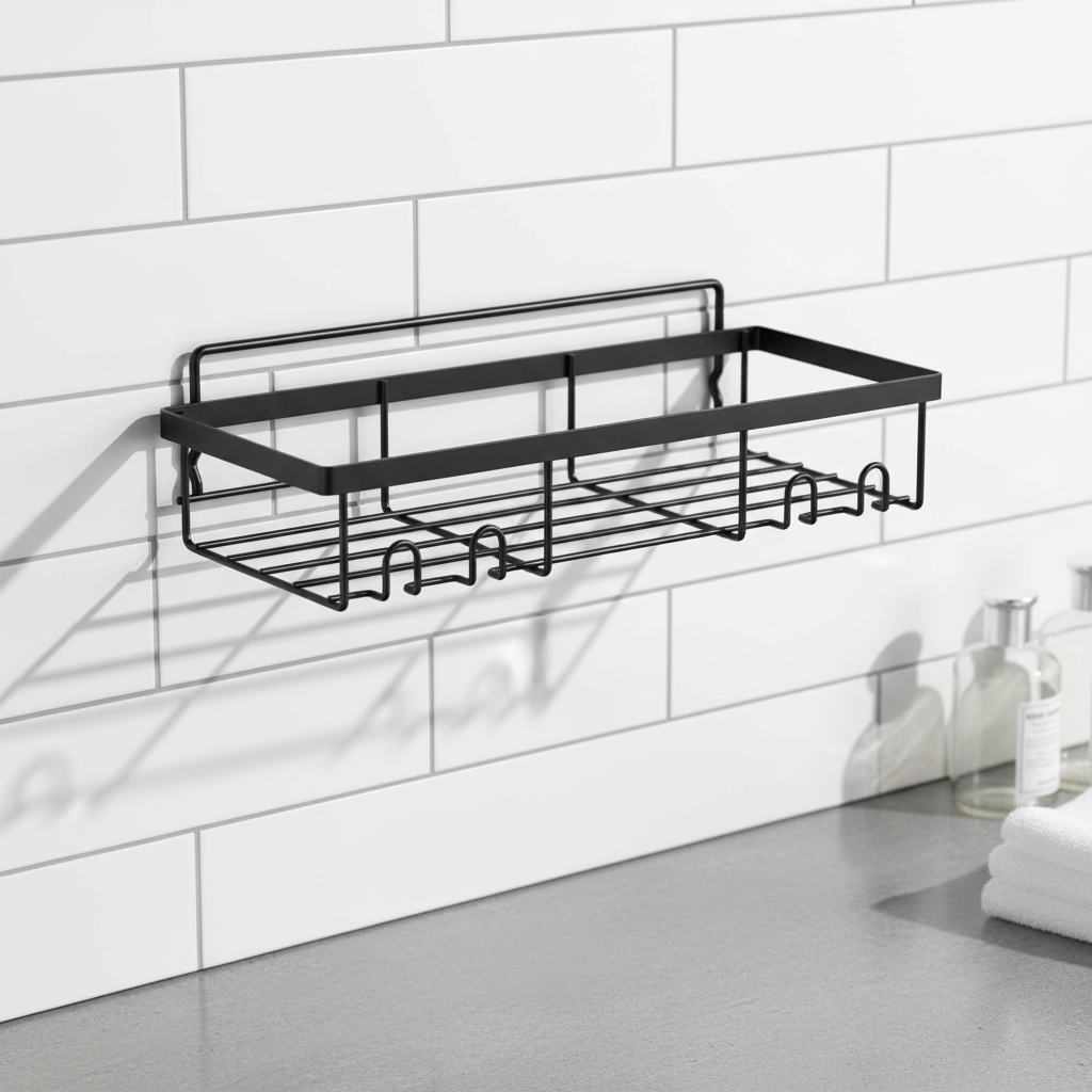 Set of 2 matte black minimalist wall shelves for modern home organization and storage