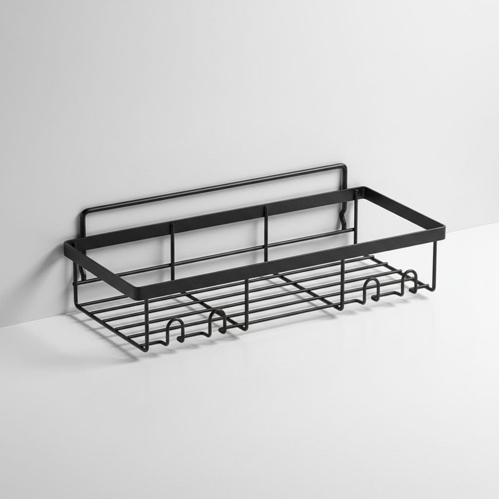 SlimShelf matte black stainless steel wall shelves, perfect for bathroom or kitchen storage