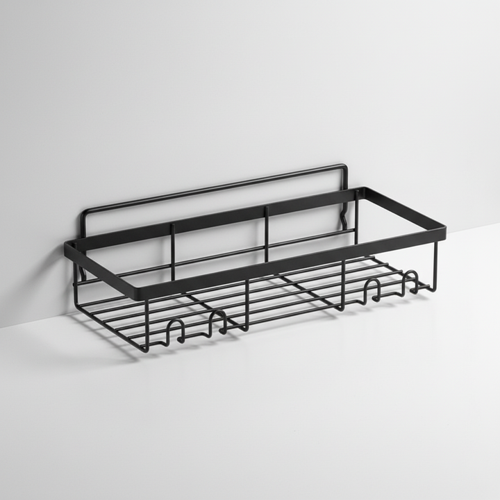 SlimShelf matte black stainless steel wall shelves, perfect for bathroom or kitchen storage