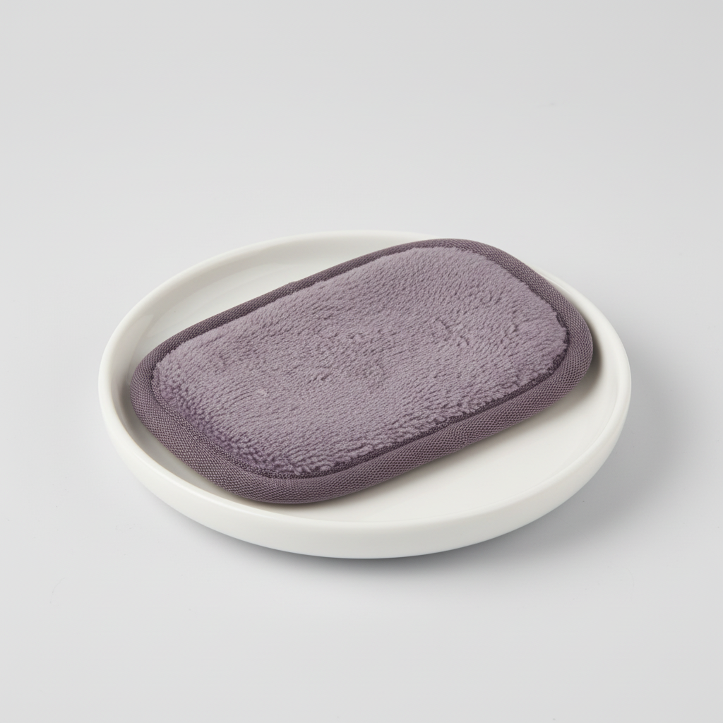 Angled shot of CleanAway reusable makeup remover pads, highlighting their soft, white fabric